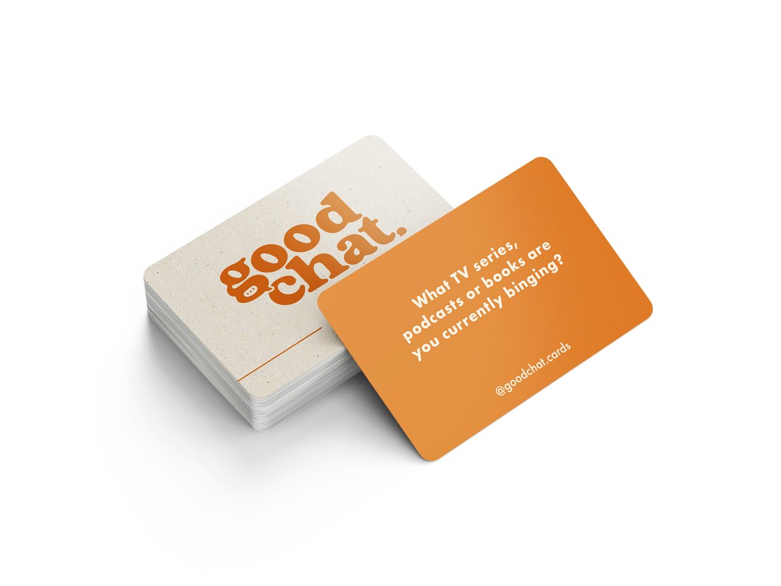 Good Chat Teams deck conversation cards with one icebreaker question card face up